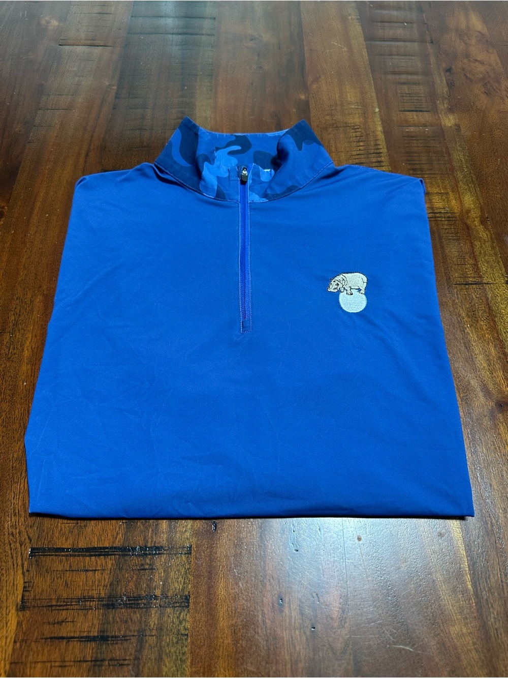 Men's Electric Blue Camo Half-Zip long sleeve performance Golf Shirt